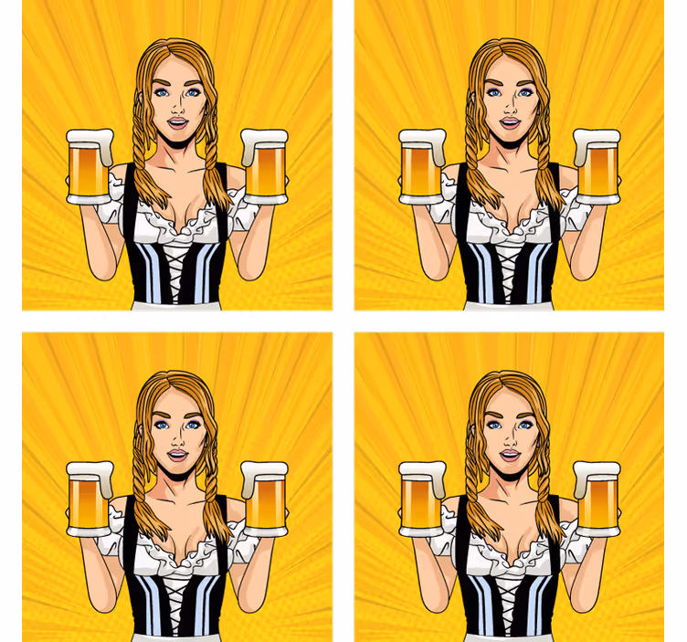 Øl coaster glad kvinde med øl - TenStickers