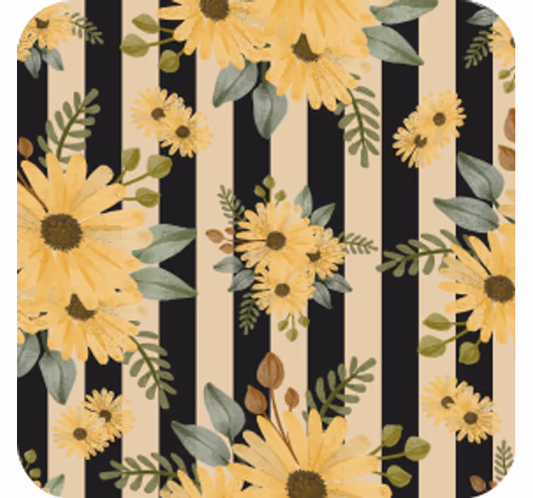 Coaster med blomsterstribet mønster - TenStickers