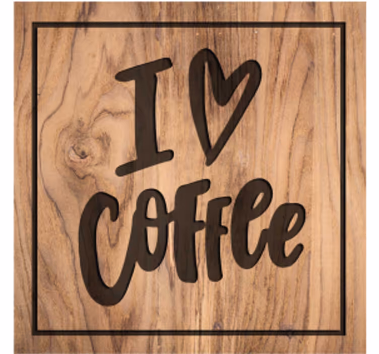 Tekst coaster kaffe kærlighed træskilt - TenStickers