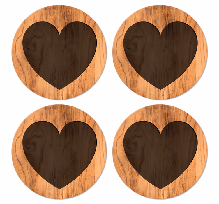Hjerte med træ tekstur coaster - TenStickers