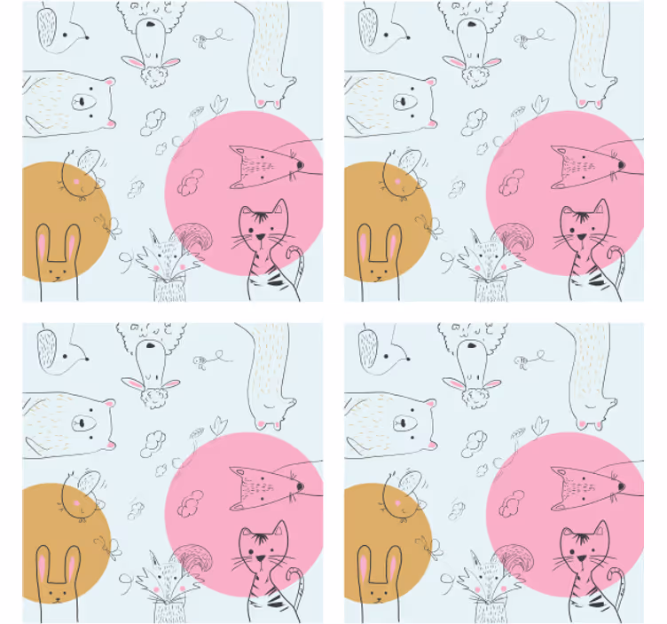Skør coaster med eventyrlige dyreillustrationer - TenStickers