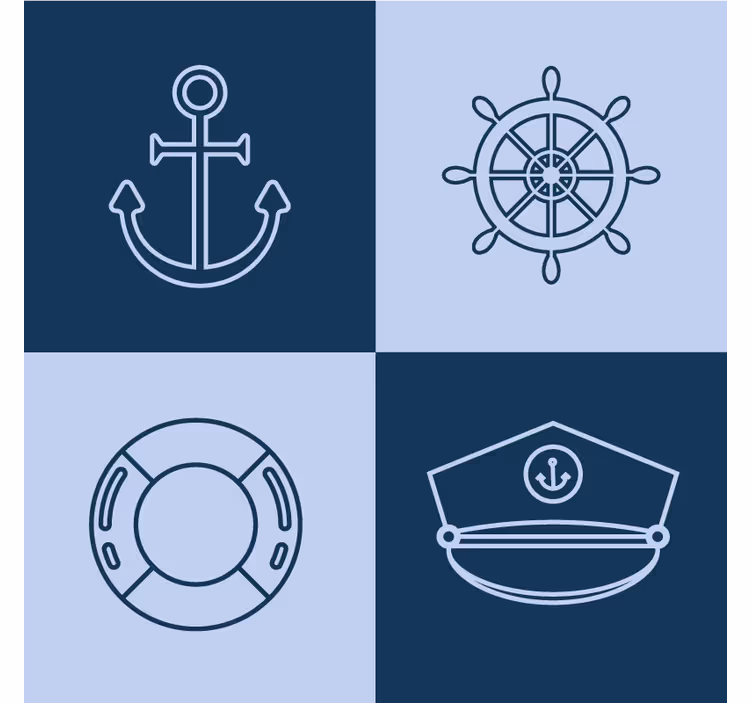 Moderne coaster med anker og nautiske ikoner - TenStickers