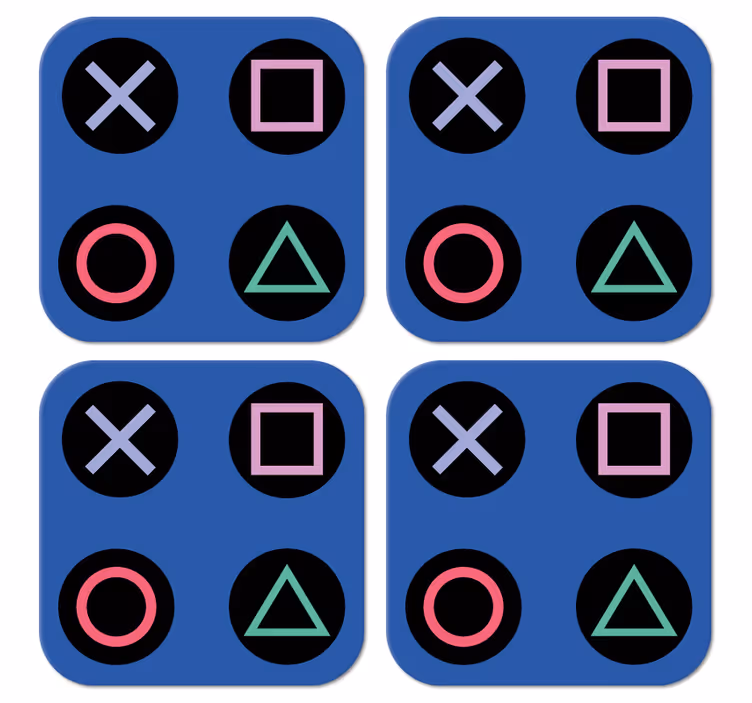 Sjov, farverig, playstation mønster, nørd coaster - TenStickers
