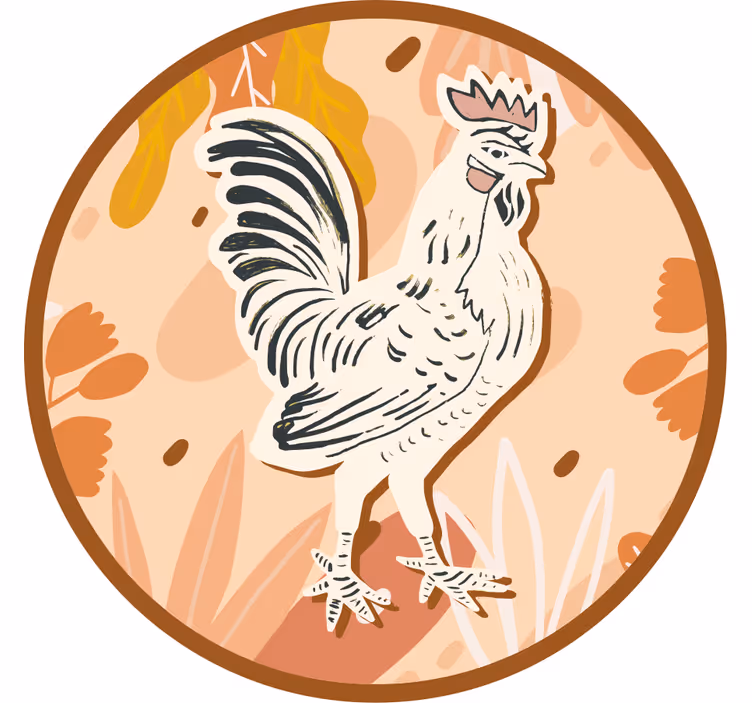 Skør coaster med stiliseret kyllingeillustration - TenStickers
