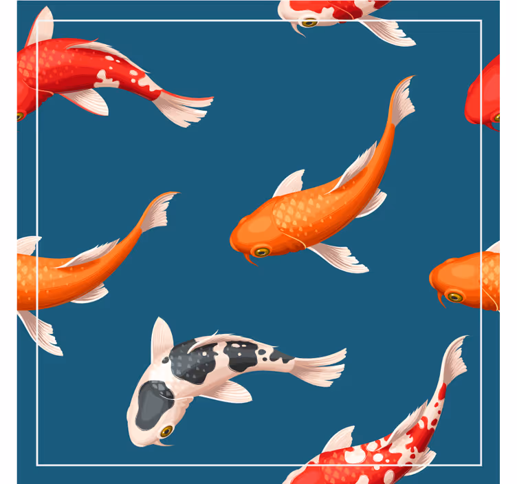Koi fisk mønster blå baggrund moderne coaster - TenStickers