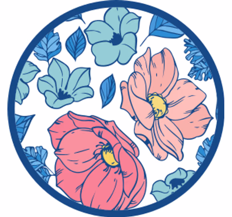 Delikate lyserøde og blå blomster moderne rutschebane - TenStickers