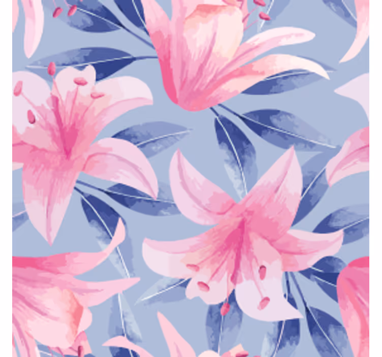 Coaster med blomstermønster og lyserøde liljer - TenStickers