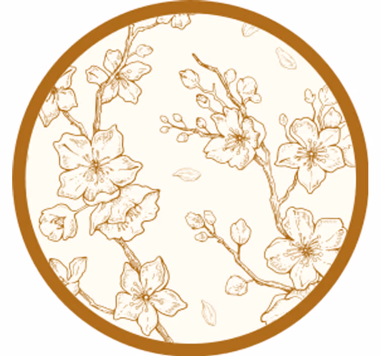 Vintage coaster med blomstergraveret træ - TenStickers
