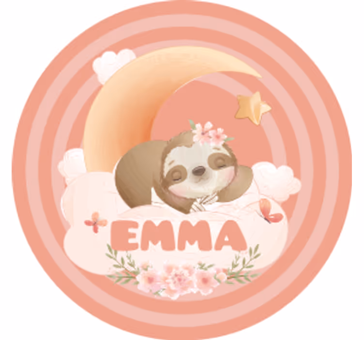 Personlig coaster sloth måne blomst - TenStickers