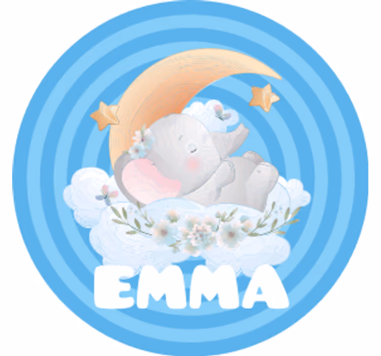 Personlig coaster elefant måne stjerner - TenStickers