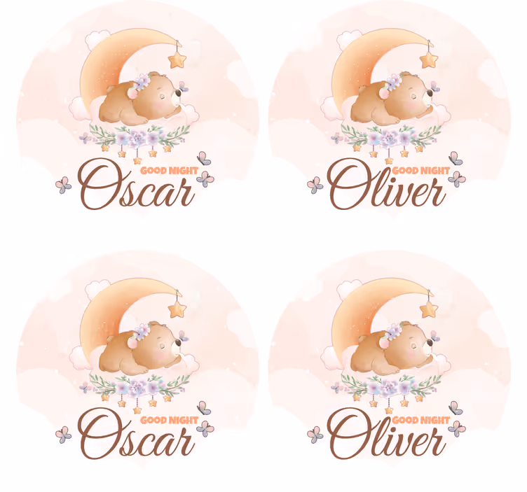 Personlig coaster sød bjørn sengetid tema - TenStickers
