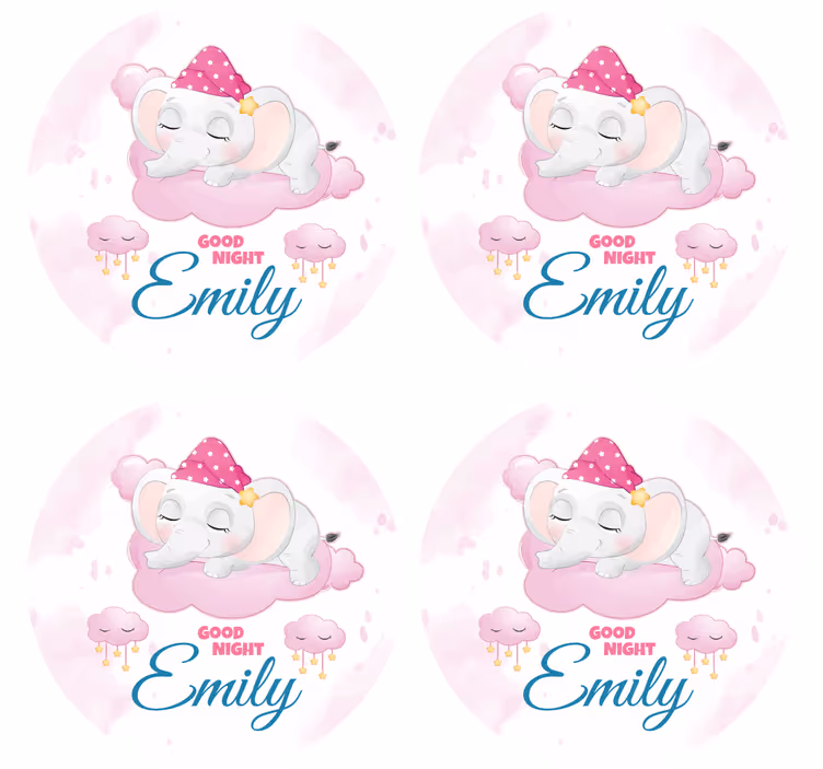 Personlig coaster med søvnig elefant design - TenStickers