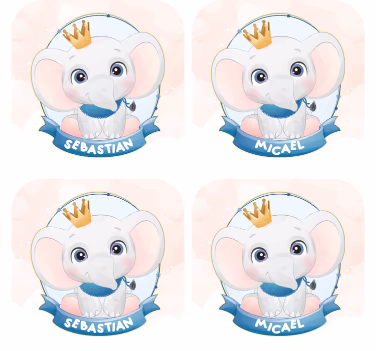 Personlig coaster med elefant karakterportrætter - TenStickers