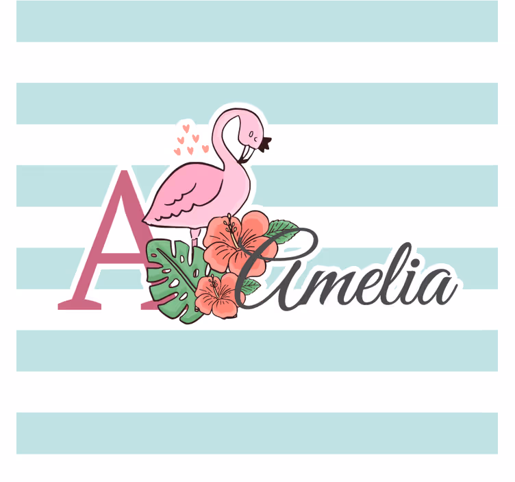 Personlig coaster med flamingo og blomster - TenStickers