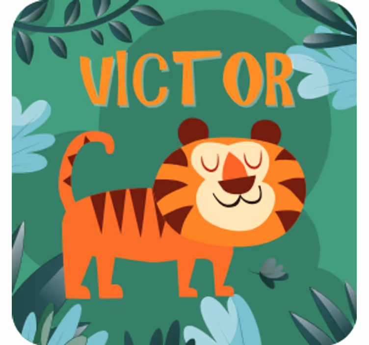 Personlig coaster med glad tiger illustration - TenStickers