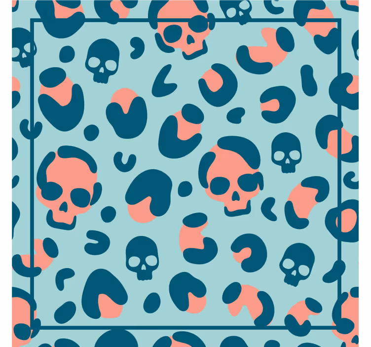 Blå og pink kranium leopard moderne rutschebane - TenStickers