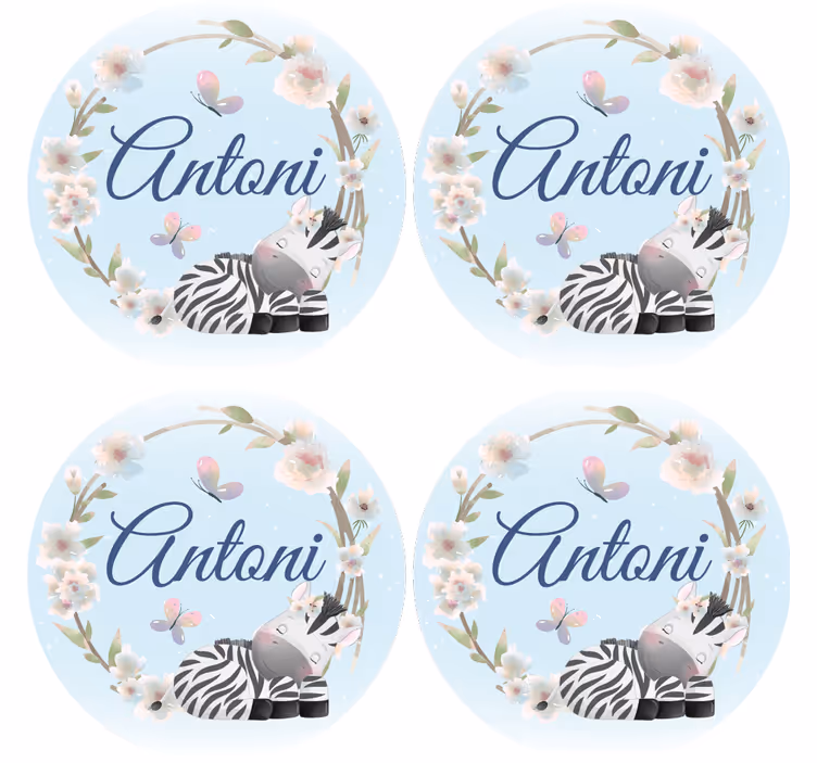 Personlig coaster med zebra illustration - TenStickers