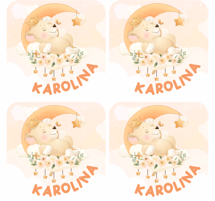 Personlig coaster med sovende bjørn og stjerner - TenStickers