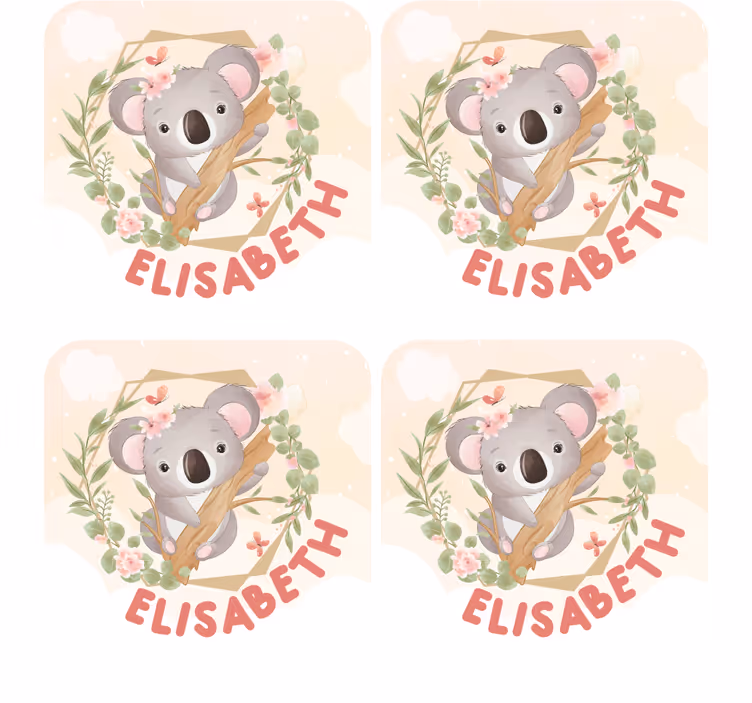 Søde dyr koala med navn flere coasters - TenStickers