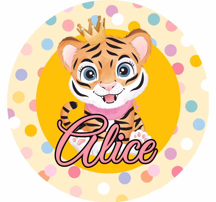 Personlig coaster med krone tiger karakter - TenStickers