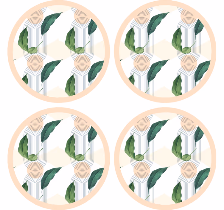 Grønt blad med abstrakt pink moderne rutschebane - TenStickers