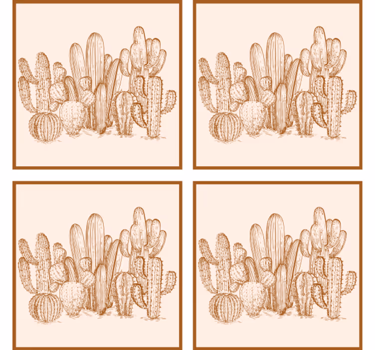 Cactus variety illustration coaster - TenStickers