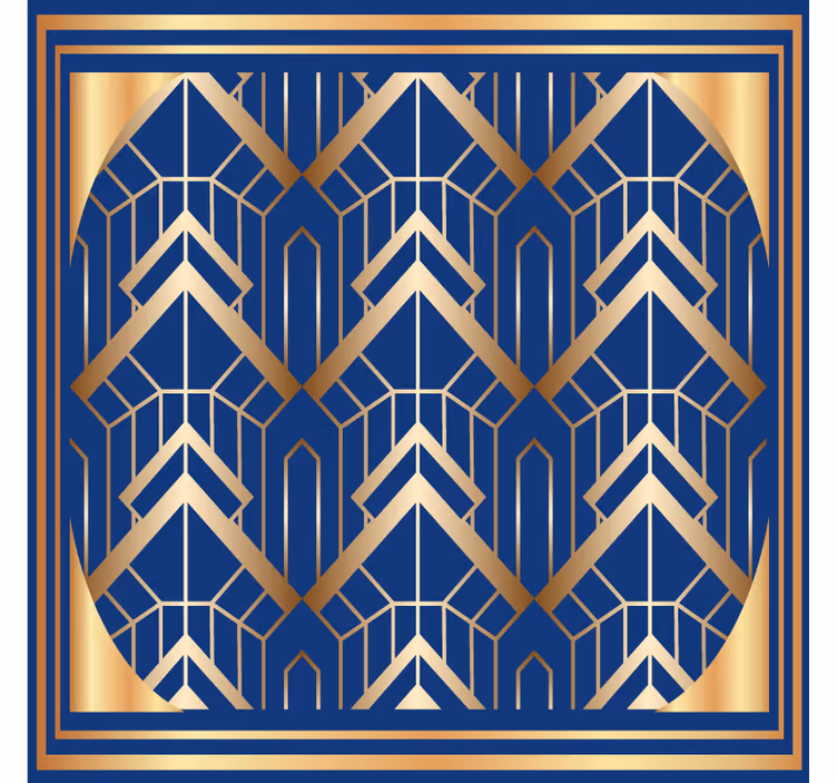 Moderne coaster geometrisk blå og guld mønster - TenStickers