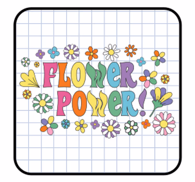 Skør coaster med farverig blomster typografi - TenStickers