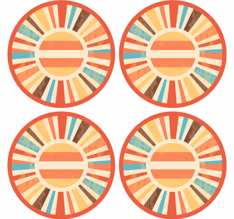 Farverige retro solstråler vintage coaster - TenStickers