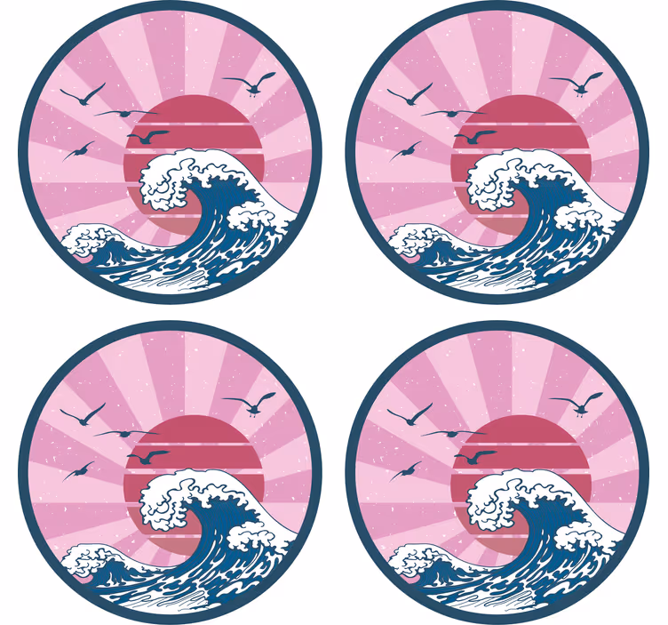 Skør coaster med retro havbølge design - TenStickers