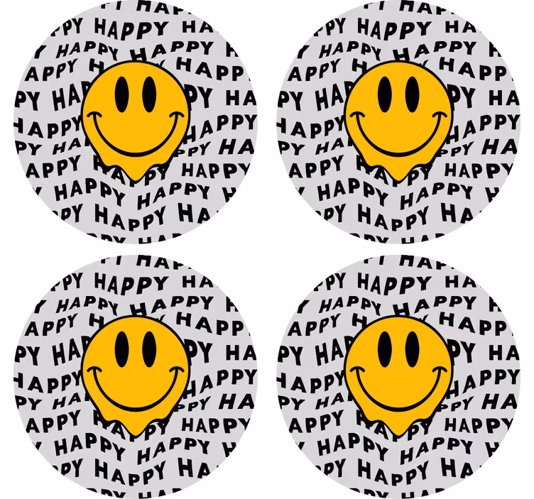 Tekst coaster smiley ansigt med glæde - TenStickers
