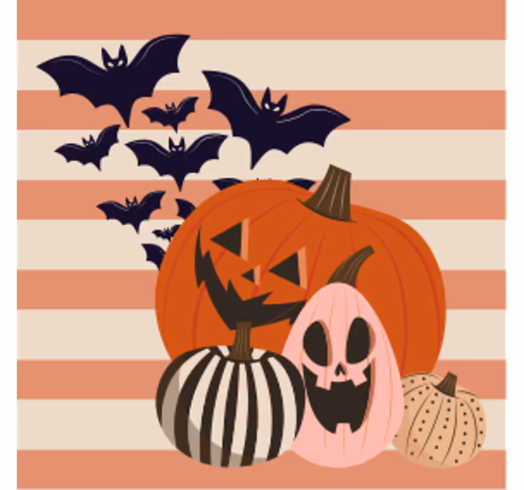 Halloween coaster græskartrio med flagermus - TenStickers