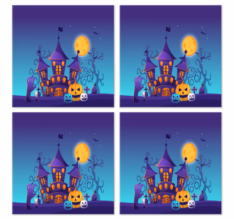 Uhyggelig kirkegård med flagermus halloween -rutschebane - TenStickers
