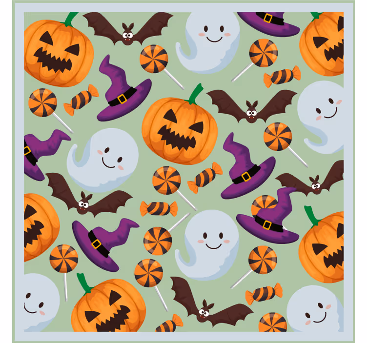 Halloween coaster med mønster af græskar og spøgelser - TenStickers