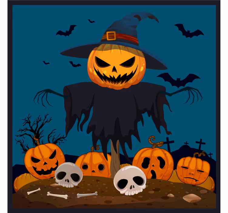 Halloween coaster fugleskræmsel græskar scene - TenStickers