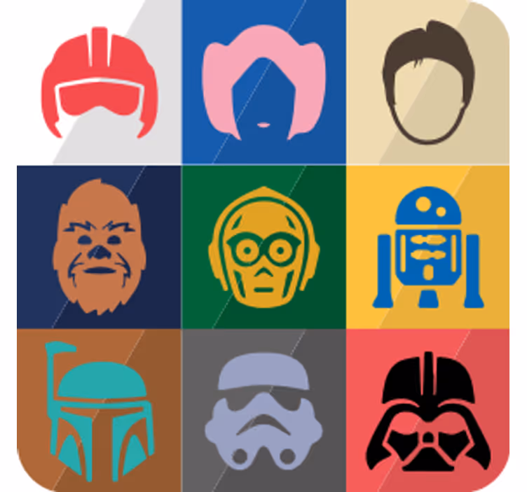 Skør coaster med ikoniske karakteransigtter - TenStickers