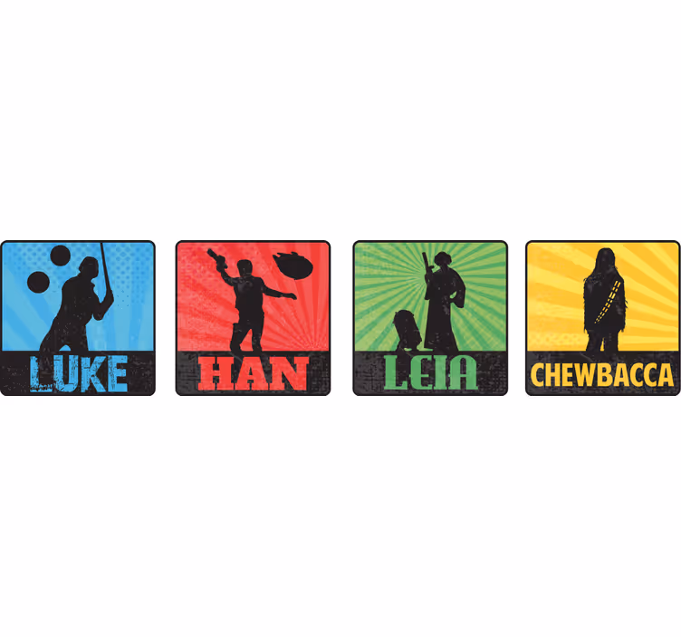 Skør coaster med ikoniske figursilhuetter - TenStickers