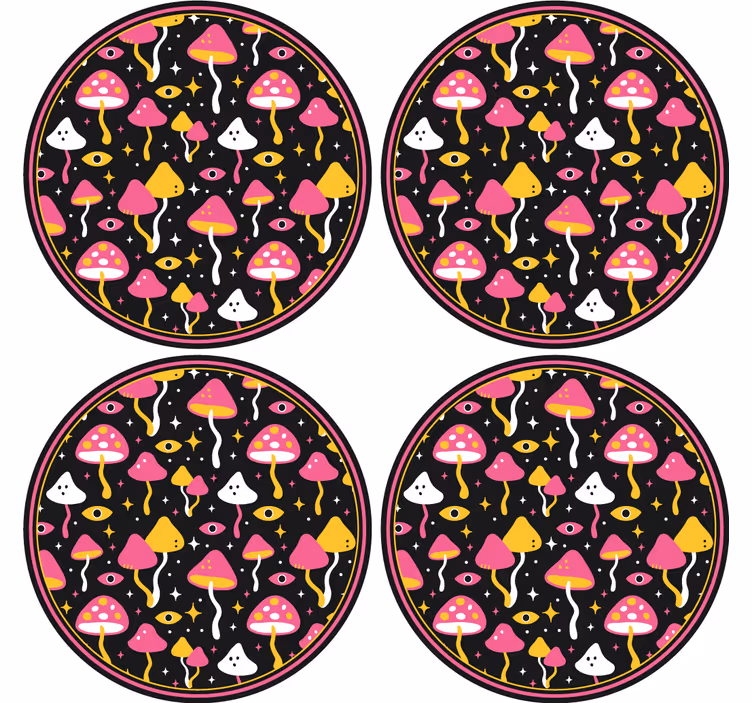 Skør coaster med farverigt svampe mønster - TenStickers