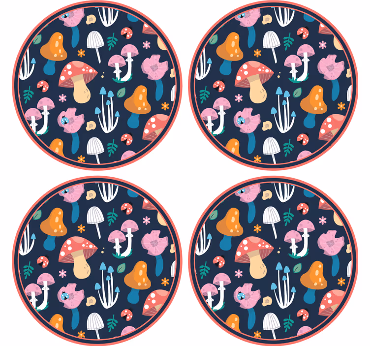 Skør coaster med levende svampemotiv - TenStickers