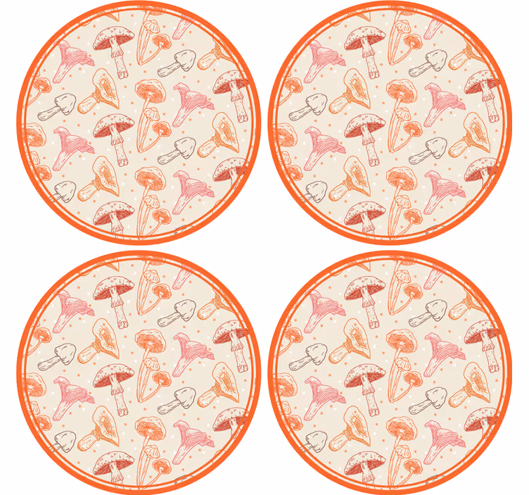 Skør coaster med skør svampeillustration - TenStickers