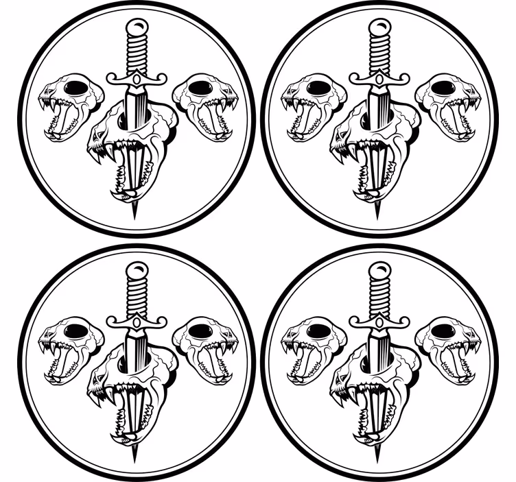 Skør coaster med kranium og sværd kunst - TenStickers