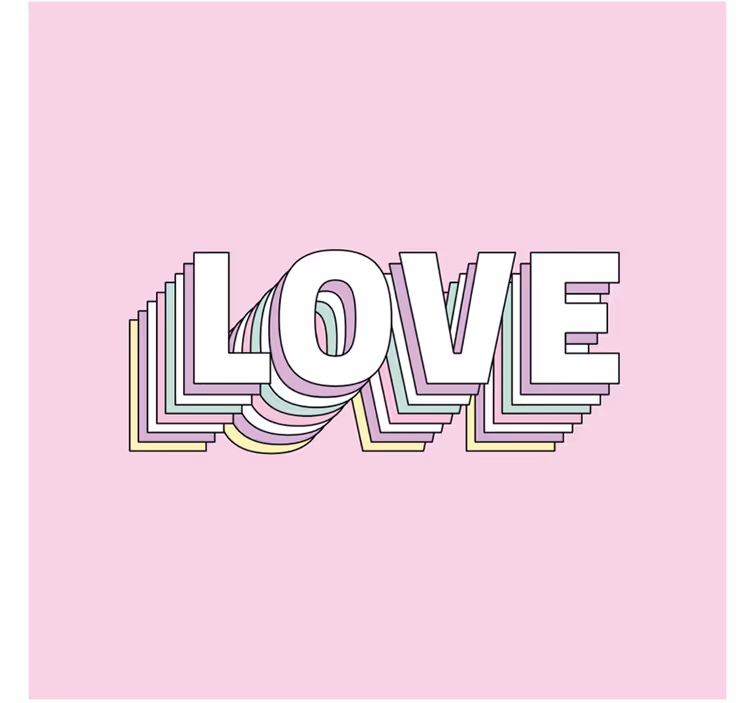 Pink og hvid kærlighedstypografi tekst coaster - TenStickers
