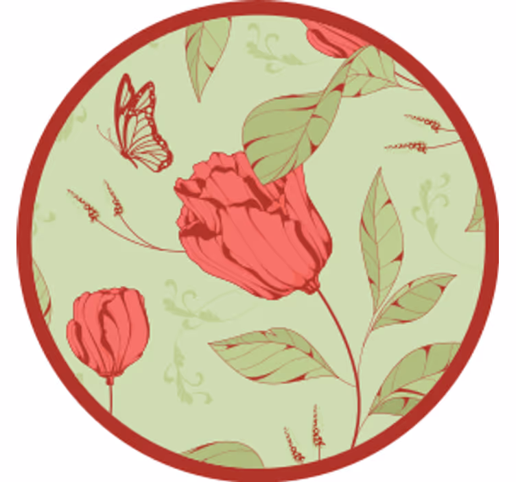 Røde tulipaner mønster på grønne flere coasters - TenStickers
