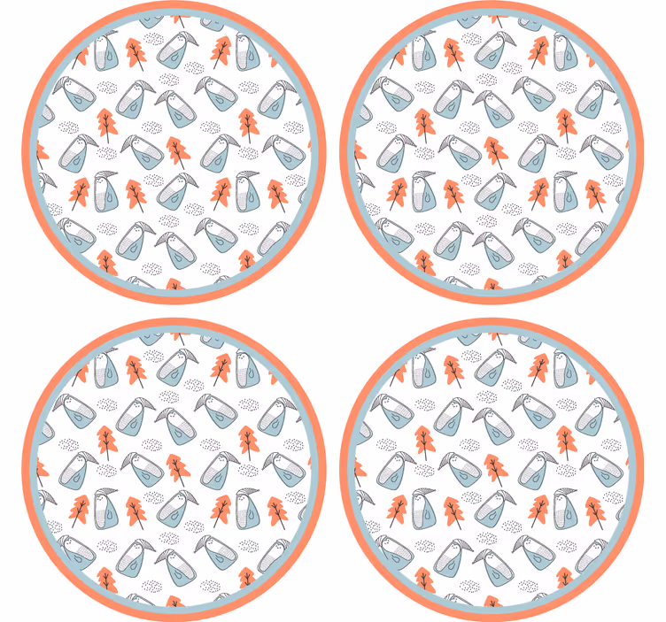 Skør coaster med skørt bladmønster - TenStickers