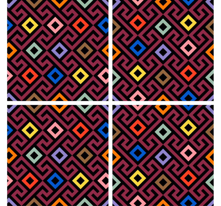 Coaster med farverigt geometrisk mønster - TenStickers