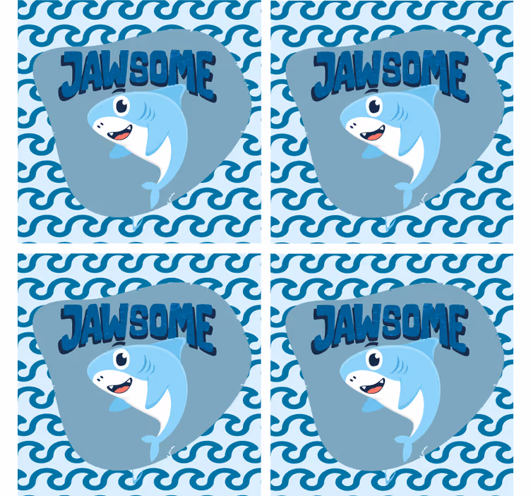 Skør coaster med tegneseriehaifin og bølger - TenStickers