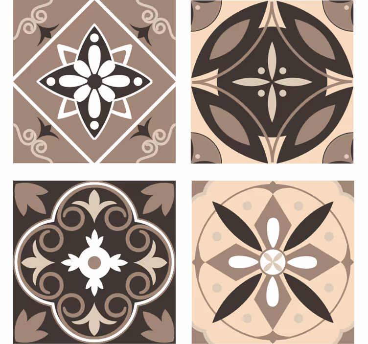 Coaster med geometrisk blomstermønster sæt - TenStickers