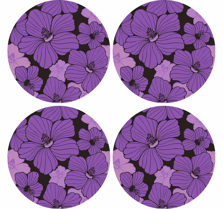 Coaster med livligt lilla blomstermønster - TenStickers
