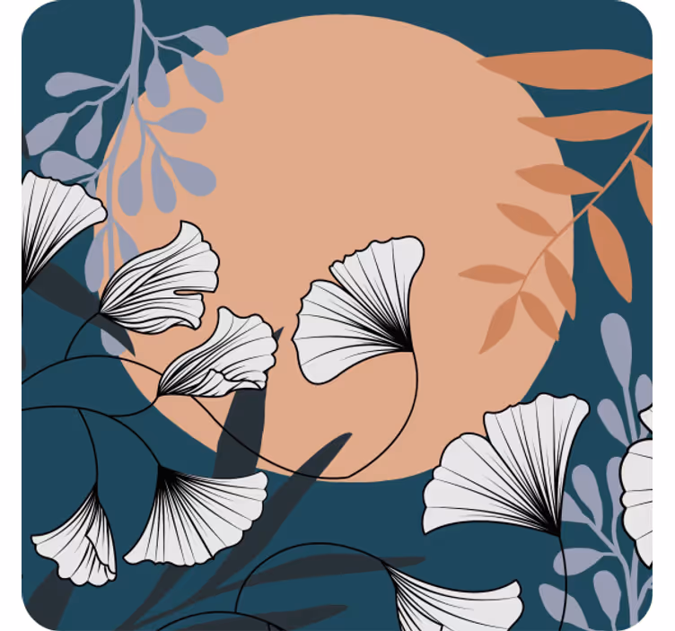 Moderne coaster med blomster ginkgo mønster - TenStickers