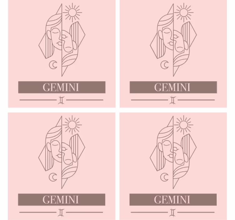 Tekst coaster med dobbelt ansigt zodiac - TenStickers